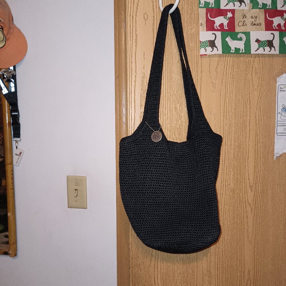 THE SAK Black Woven Crochet Purse Shoulder Bag